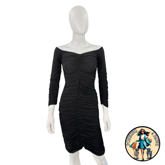 Norma Kamali Off Shoulder Slinky Jersey Stretch Bodycon Dress in Black Size S Norma Kamali Off Shoulder Slinky Jersey Stretch Bodycon Dress in Black Size S